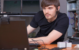 Man Working on a Computer