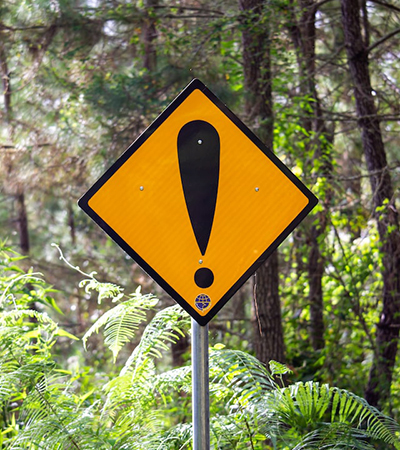 Yellow Diamond-Shaped Sign with Exclamation Point
